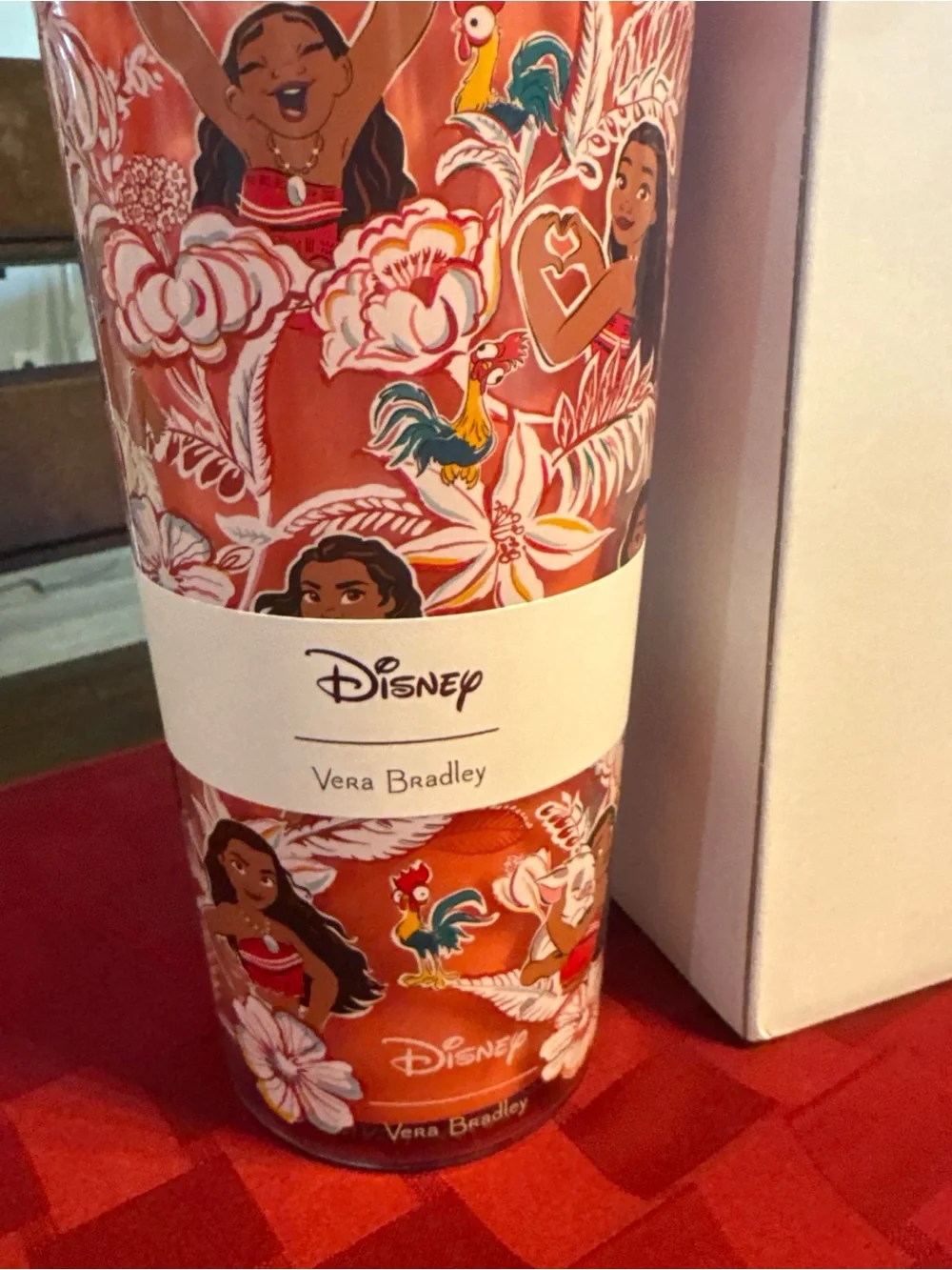 Vera Bradley Red Moana Floral Travel Tumbler with Straw